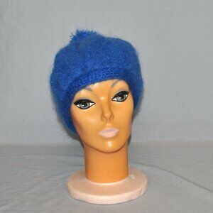 Vintage Donegal Design Women's Hat Handwoven Mohair & Wool Blue Tam Hat Beret